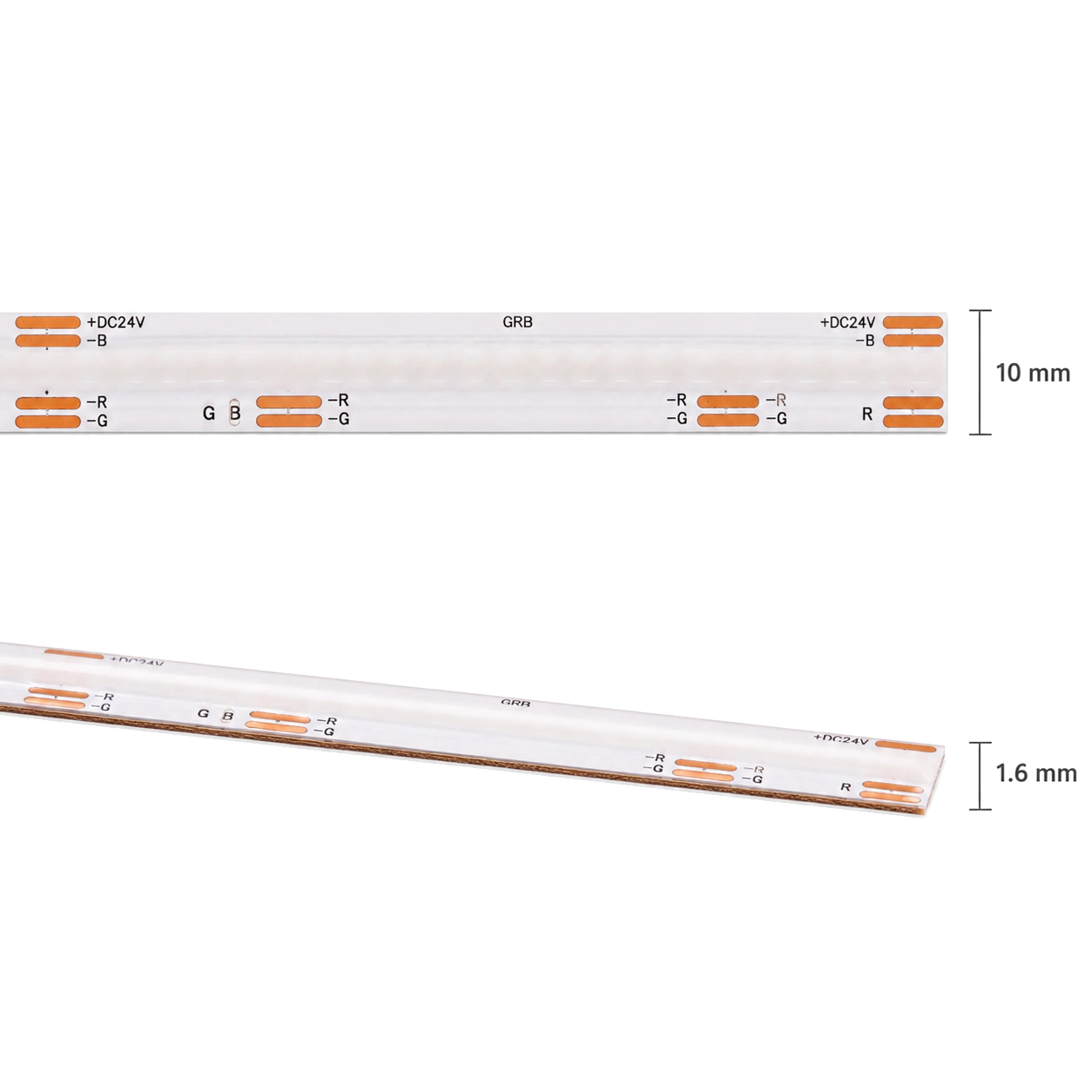 Detail nízkého profilu COB LED pásku